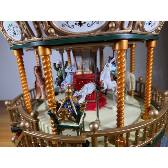 Crafted Polyresin Christmas House Collectable Figurine Light Up Musical Carousel - Picture 7 of 8